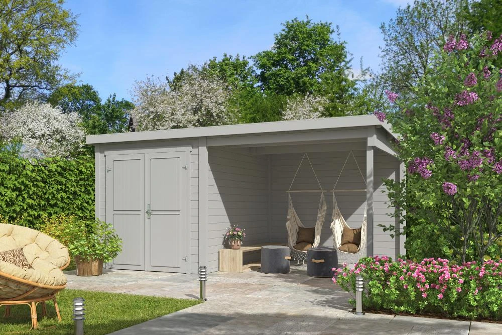 Outdoor Life Blokhut Finn Platinum Grey 450 x 250 cm - Afbeelding 2